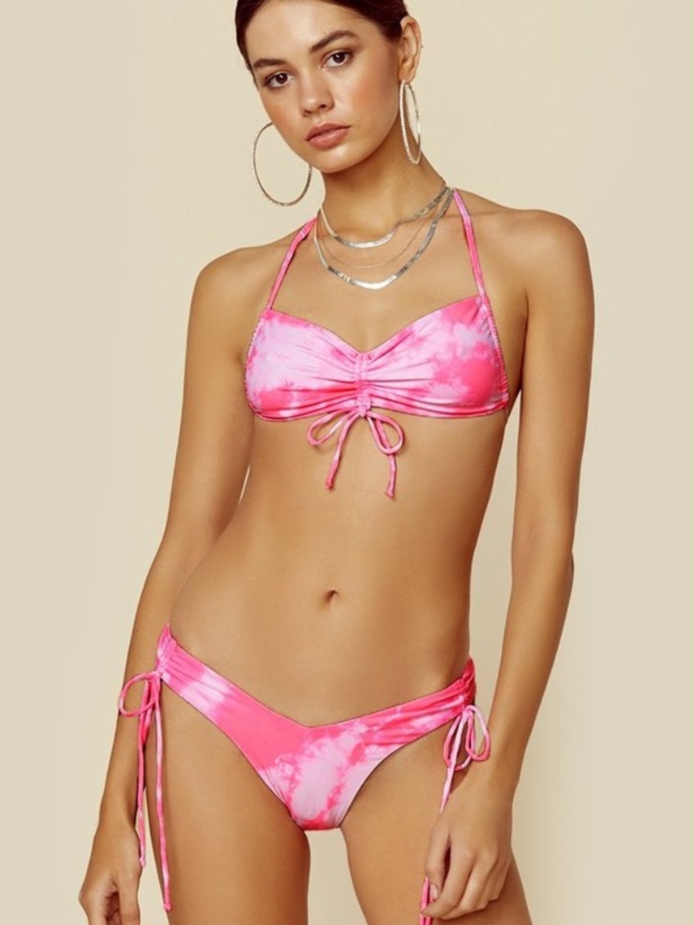 Frankie’s Bikinis x Sofia Richie Pink Tie-Dye Halter Bikini Set - Women Swim
